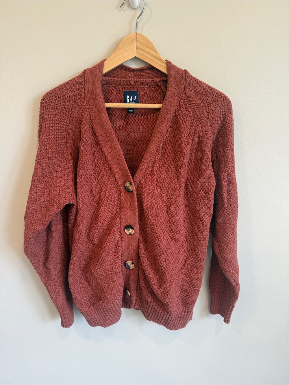GAP Women's Burnt Orange Button-Front Knit Cardigan